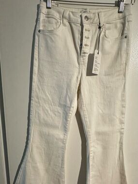 Forever 21 Off-White Flared Button-Fly Jeans